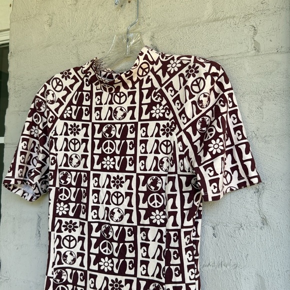 NWOT Urban Outfitters 60s LOVE Print Mia Mock Neck Mini Dress Size Small - Picture 4 of 13